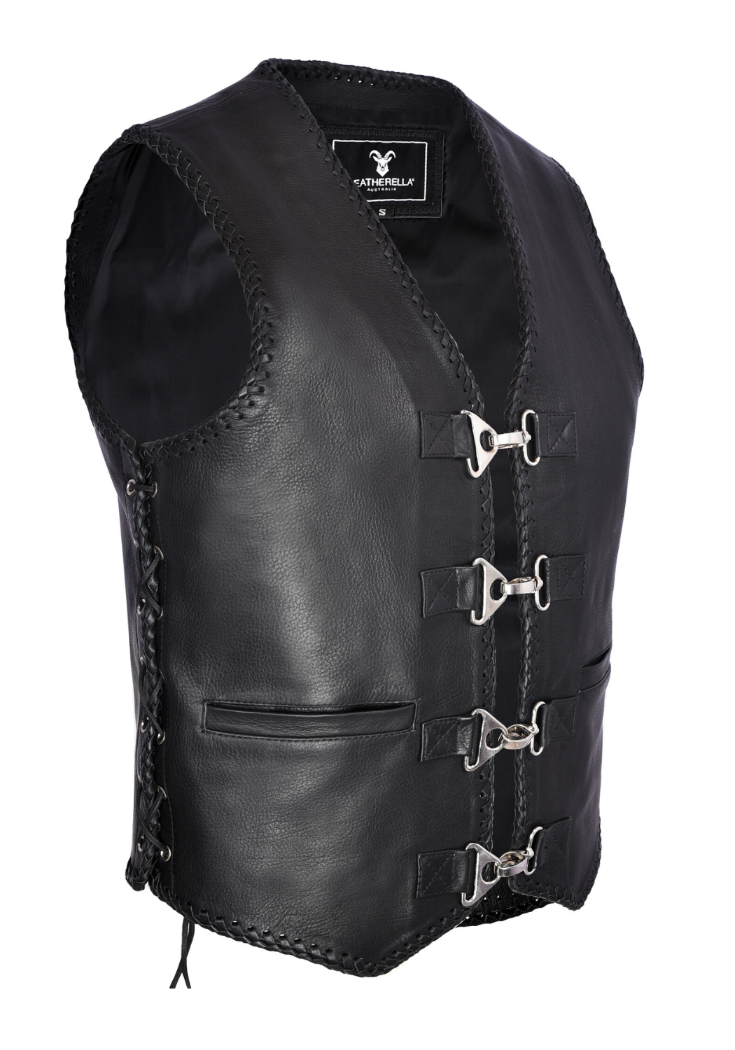 Motorbike Waistcoat Buckle Up Rebel Premium Aniline Leather Vest