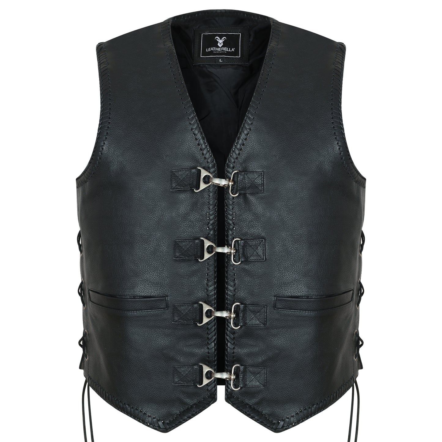 Motorbike Waistcoat Buckle Up Rebel Premium Aniline Leather Vest